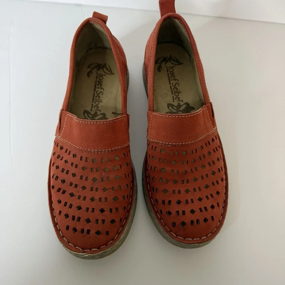 Josef Seibel  Sofie Leather Espadrille Loafer Women's Size‎ 5.5-6 EU 36 Orange